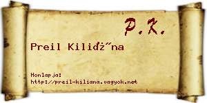 Preil Kiliána névjegykártya